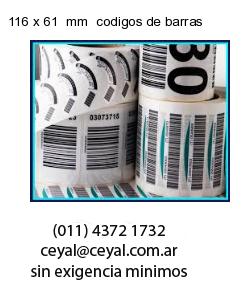 116 x 61  mm  codigos de barras