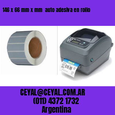 146 x 66 mm x mm  auto adesiva en rollo