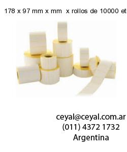 178 x 97 mm x mm  x rollos de 10000 etiquetas