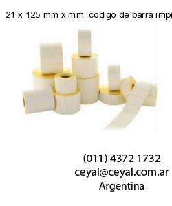 21 x 125 mm x mm  codigo de barra impreso