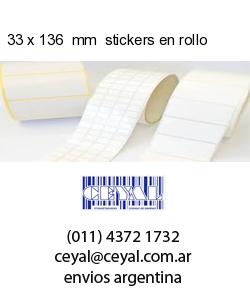 33 x 136  mm  stickers en rollo