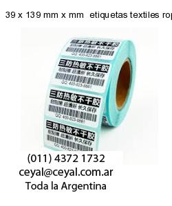 39 x 139 mm x mm  etiquetas textiles ropa