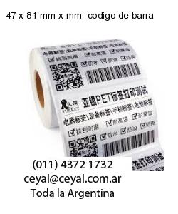 47 x 81 mm x mm  codigo de barra