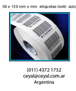 59 x 139 mm x mm  etiquetas textil  auto adhesiva