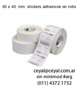 63 x 40  mm  stickers adhesivos en rollos