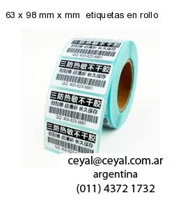 63 x 98 mm x mm  etiquetas en rollo