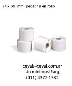 74 x 69  mm  pegatina en rollo