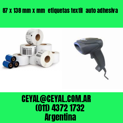 87 x 138 mm x mm  etiquetas textil  auto adhesiva