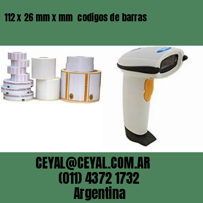 112 x 26 mm x mm  codigos de barras