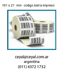 191 x 21  mm  codigo barra impreso