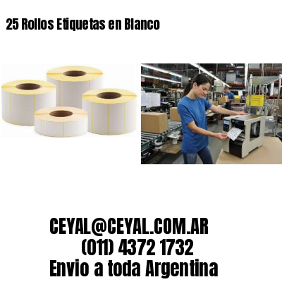 25 Rollos Etiquetas en Blanco