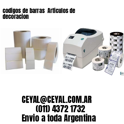 codigos de barras 	Articulos de decoracion
