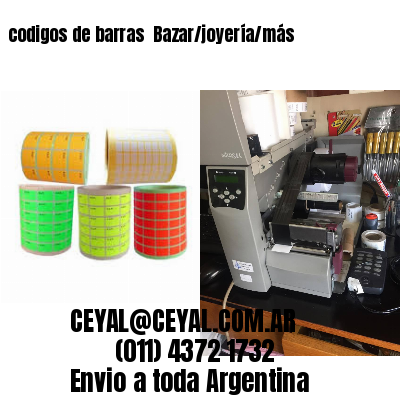 codigos de barras 	Bazar/joyería/más