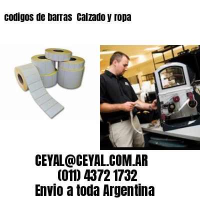 codigos de barras 	Calzado y ropa
