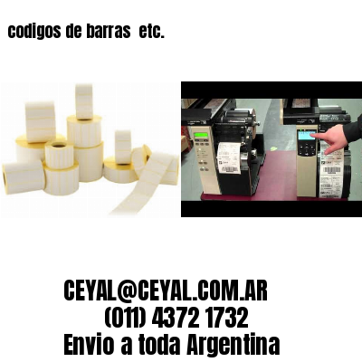 codigos de barras 	etc.