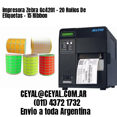 impresora Zebra Gc420t – 20 Rollos De Etiquetas – 15 Ribbon