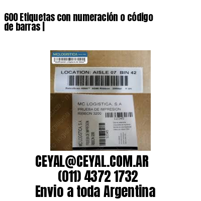 600 Etiquetas con numeración o código de barras |
