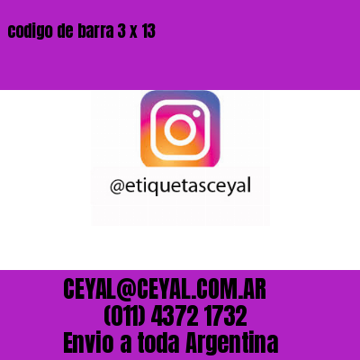 codigo de barra 3 x 13