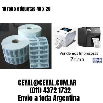 10 rollo etiquetas 40 x 20