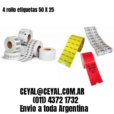 4 rollo etiquetas 50 X 25