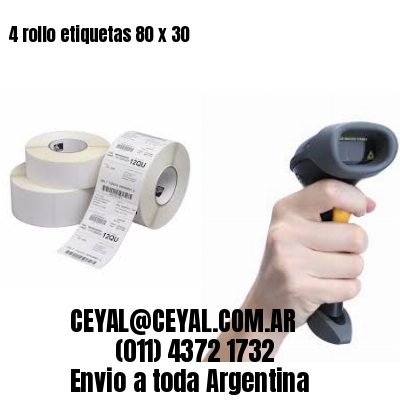 4 rollo etiquetas 80 x 30