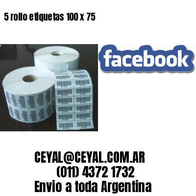 5 rollo etiquetas 100 x 75