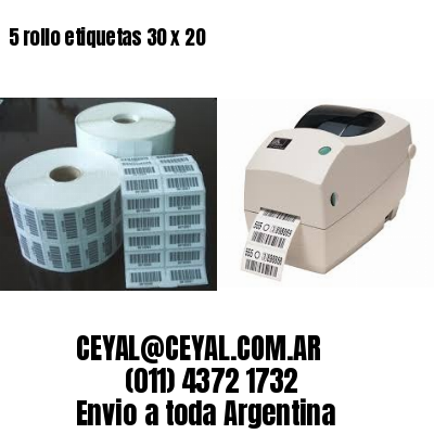 5 rollo etiquetas 30 x 20