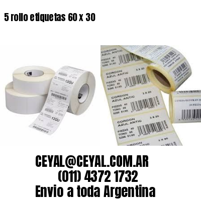 5 rollo etiquetas 60 x 30