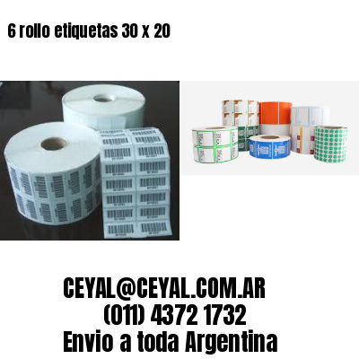 6 rollo etiquetas 30 x 20
