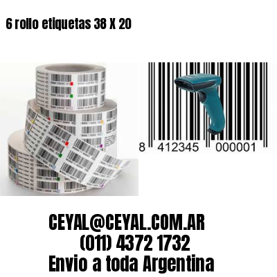 6 rollo etiquetas 38 X 20