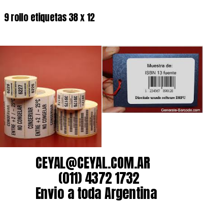 9 rollo etiquetas 38 x 12