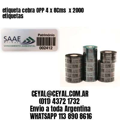 etiqueta cebra OPP 4 x 8Cms  x 2000 etiquetas