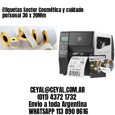 Etiquetas Sector Cosmética y cuidado personal 30 x 20Mm