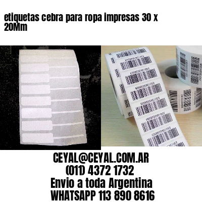 etiquetas cebra para ropa impresas 30 x 20Mm