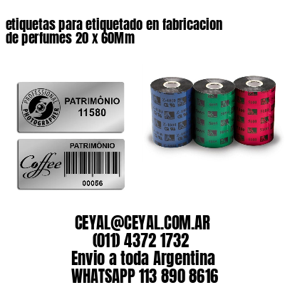 etiquetas para etiquetado en fabricacion de perfumes 20 x 60Mm
