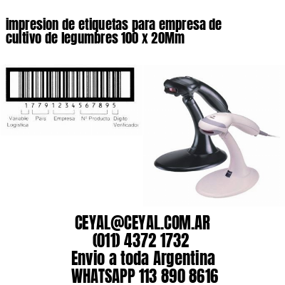 impresion de etiquetas para empresa de cultivo de legumbres 100 x 20Mm