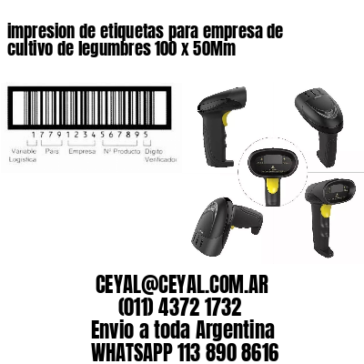 impresion de etiquetas para empresa de cultivo de legumbres 100 x 50Mm