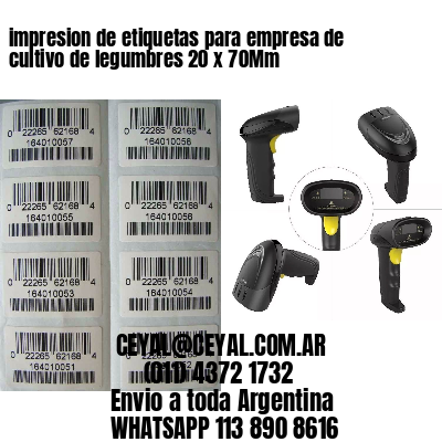 impresion de etiquetas para empresa de cultivo de legumbres 20 x 70Mm
