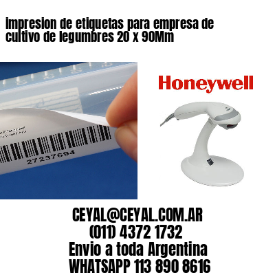 impresion de etiquetas para empresa de cultivo de legumbres 20 x 90Mm