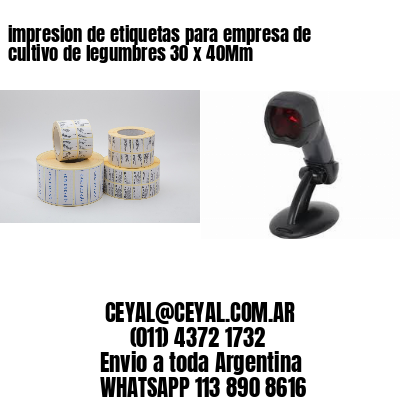 impresion de etiquetas para empresa de cultivo de legumbres 30 x 40Mm