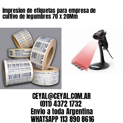 impresion de etiquetas para empresa de cultivo de legumbres 70 x 20Mm