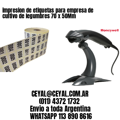 impresion de etiquetas para empresa de cultivo de legumbres 70 x 50Mm