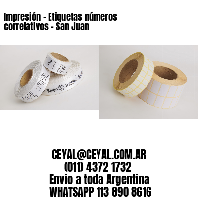 Impresión – Etiquetas números correlativos – San Juan