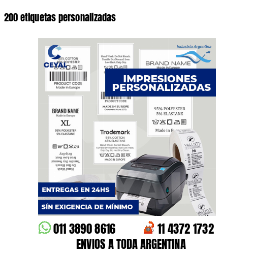 200 etiquetas personalizadas