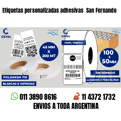 Etiquetas personalizadas adhesivas  San Fernando