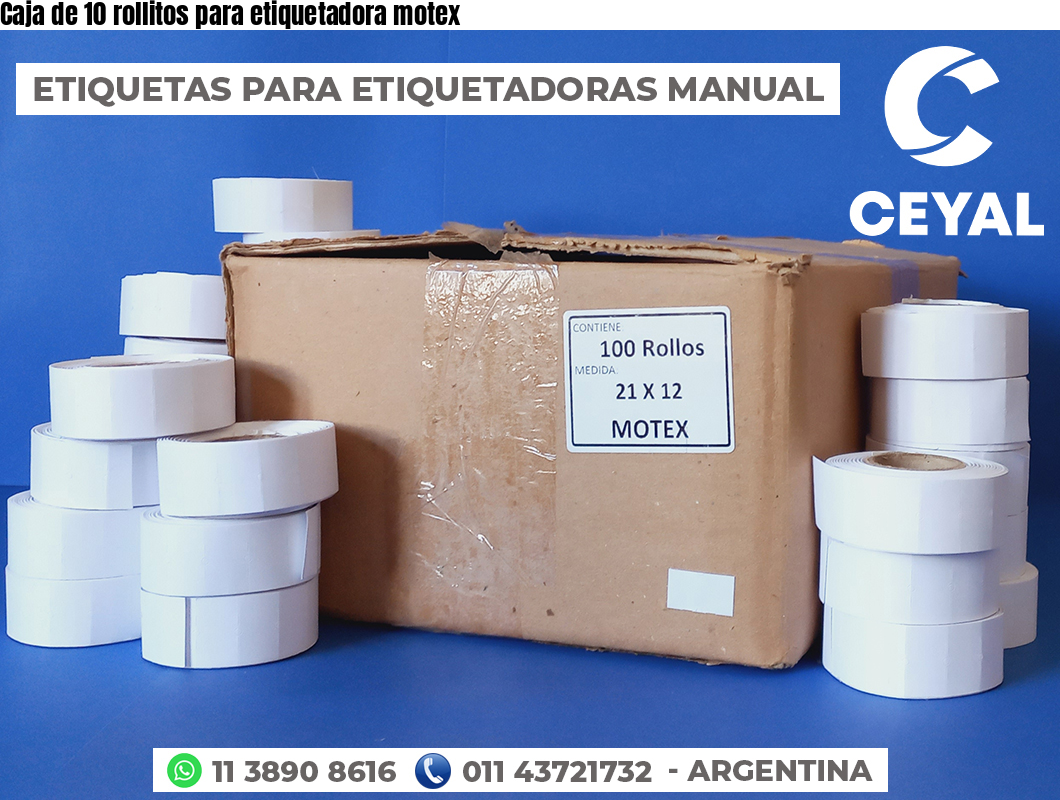 Caja de 10 rollitos para etiquetadora motex