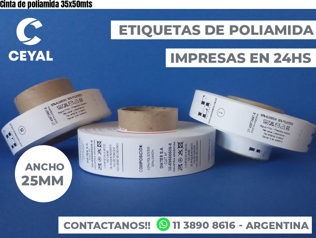 Cinta de poliamida 35x50mts