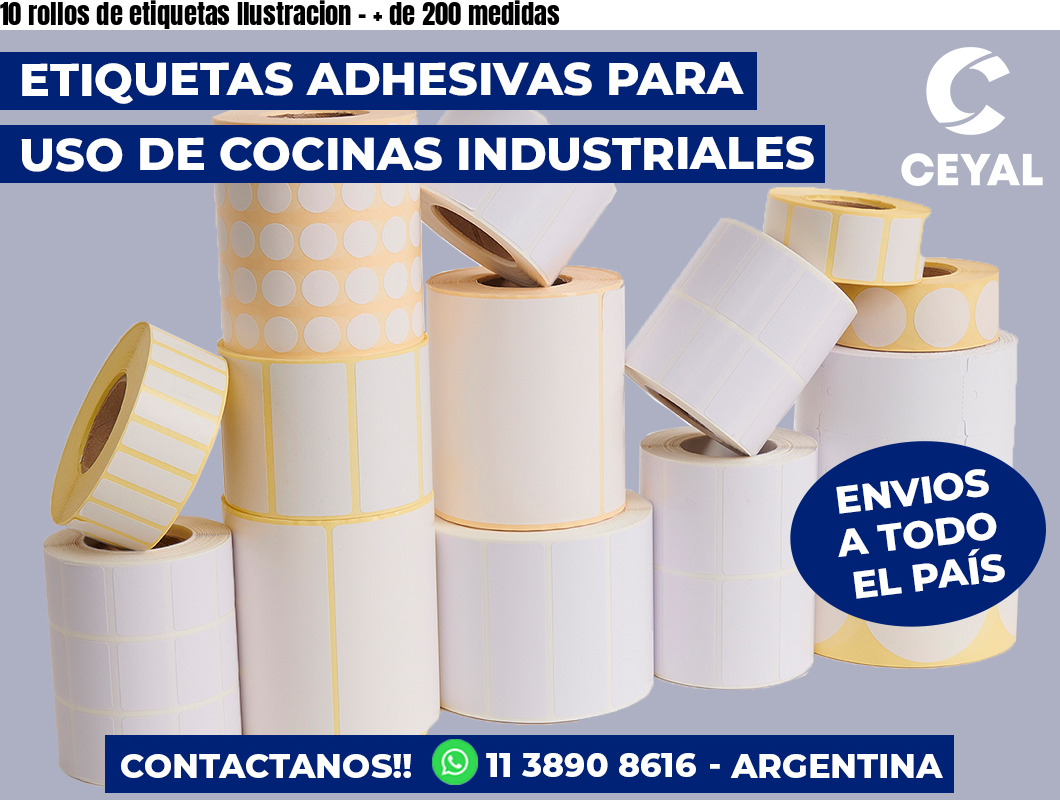 10 rollos de etiquetas Ilustracion – + de 200 medidas