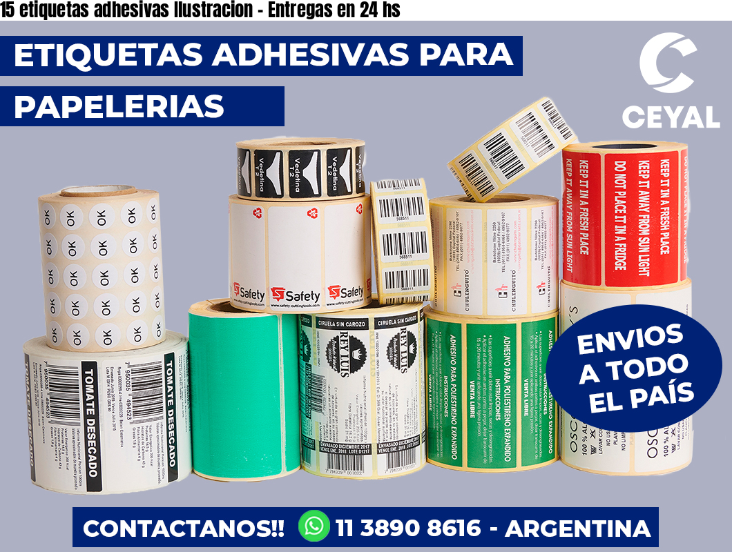 15 etiquetas adhesivas Ilustracion – Entregas en 24 hs