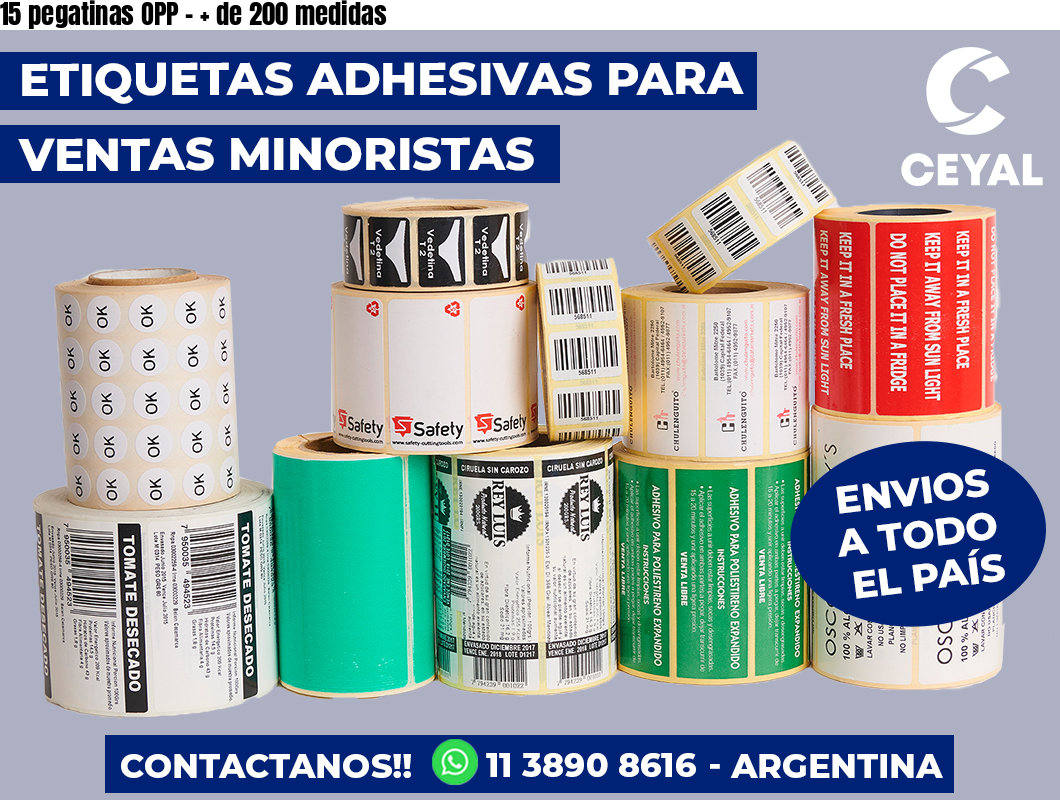 15 pegatinas OPP - + de 200 medidas